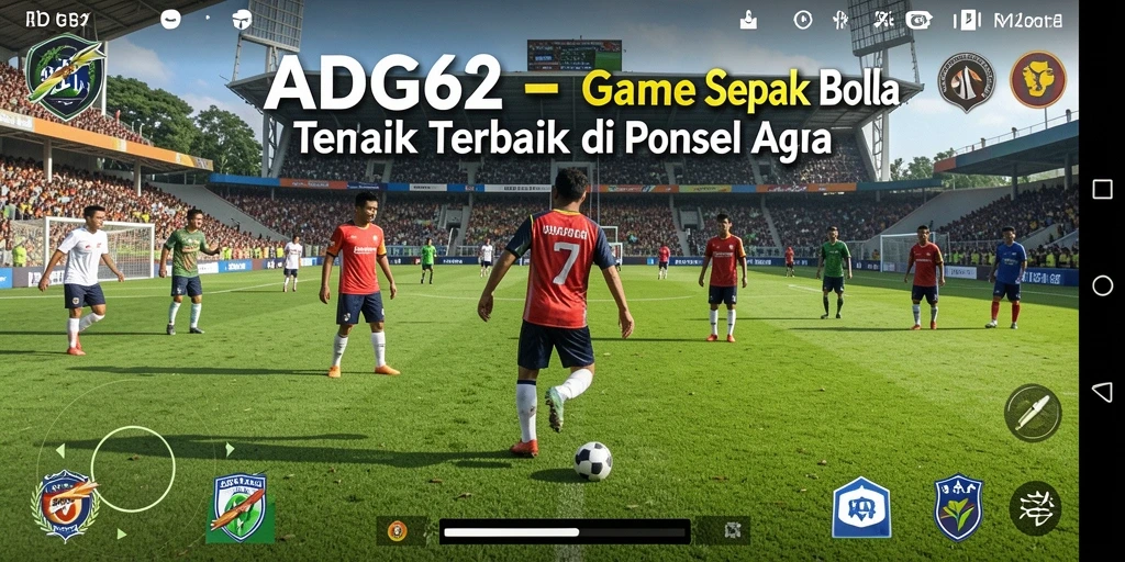 Tampilan gameplay mendebarkan di ADG62, menampilkan aksi sepak bola nyata.