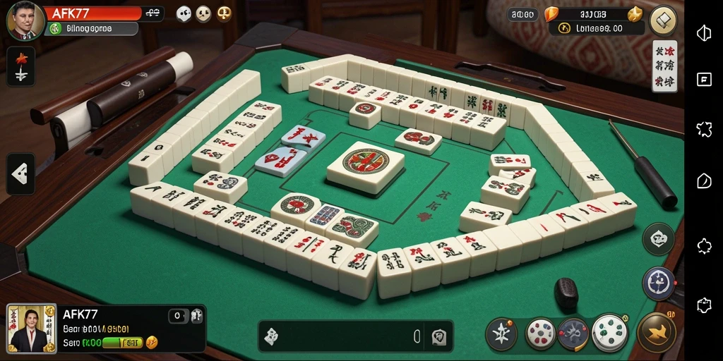 Tangkapan layar dari gameplay mengasyikkan AFK77 dalam Mahjong.