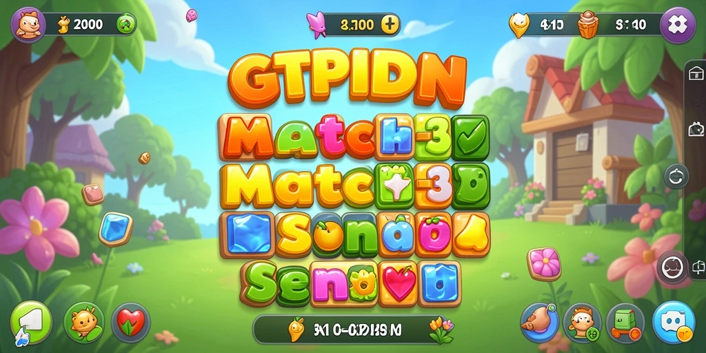 Screenshot gameplay GTPIDN menampilkan aksi mencocokkan objek warna-warni.