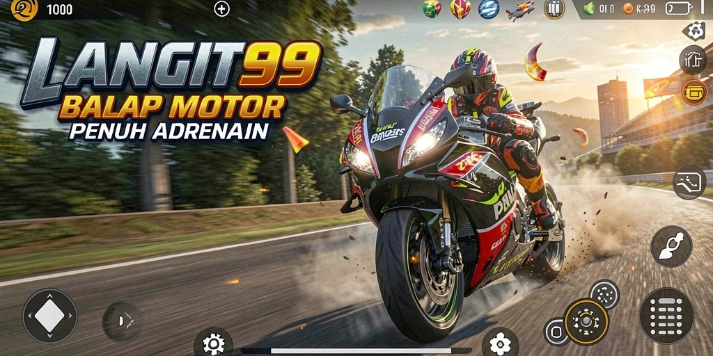 Gameplay seru LANGIT99 dengan balapan motor yang mendebarkan.