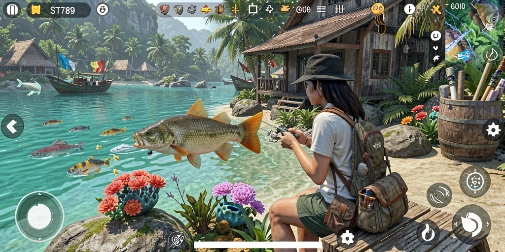 Tampilan seru dari gameplay ST789 saat menangkap ikan.